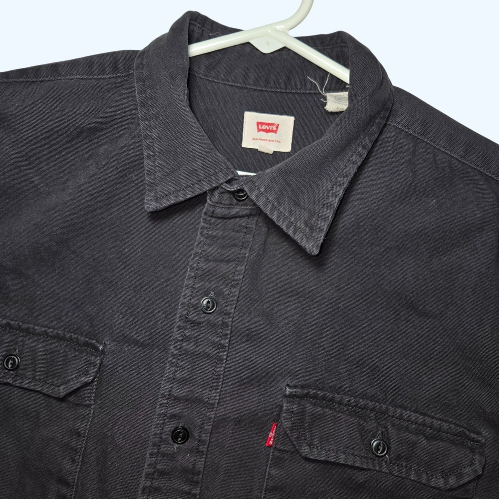 Levis Black Denim Button Down Work Shirt Long Sleeve Mens XL 19587-0009